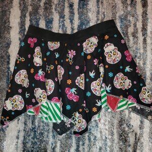 Dia de Los Muertos || asymmetrical Mini Skirt || sz S